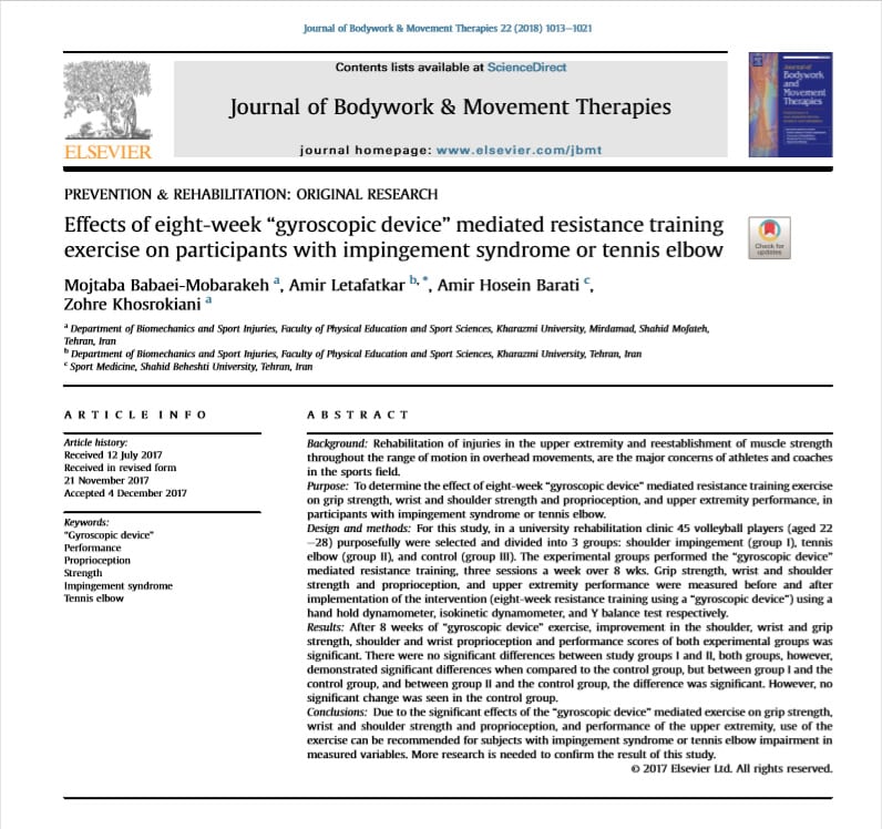 study about impingement syndrome and powerball use