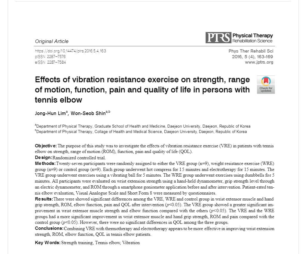 tennis elbow study vibration devices powerball
