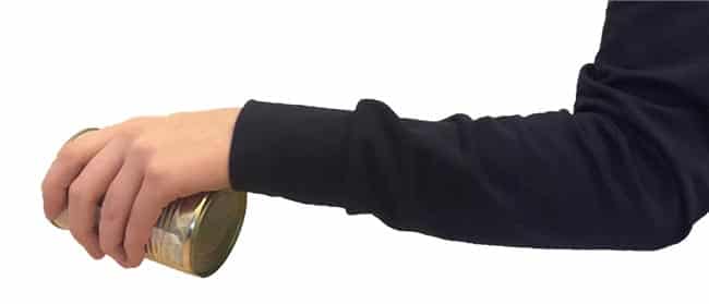 physical therapy exercise with tin can