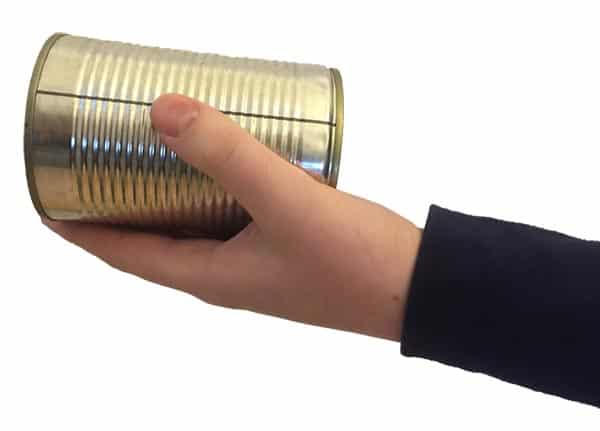 wrist physical therapy exercise with tin can